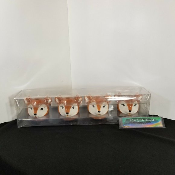 NEW H for Happy Reindeer Stoneware Taper Candle Holders (Set of 4) - Boxed - Picture 2 of 9